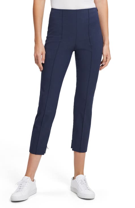 Eco Pintuck Stretch Cotton Blend Crop Pants