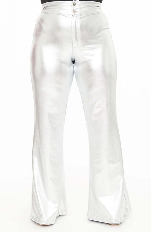 Smak Parlour 1960s High Waist Flare Pants In Silver