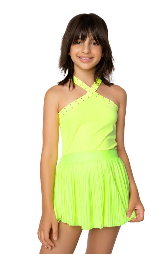 Shop Mia New York Kids' Studded Crossover Tank Top In Lime