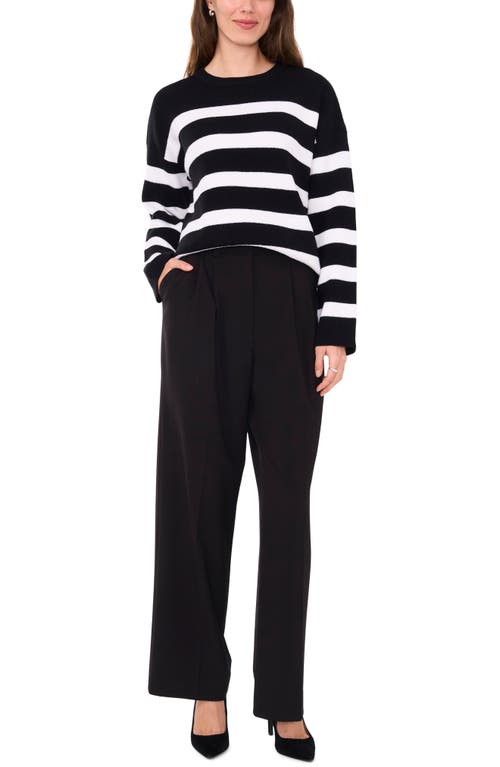 Shop Halogenr Halogen(r) Stripe Crewneck Sweater In Rich Black