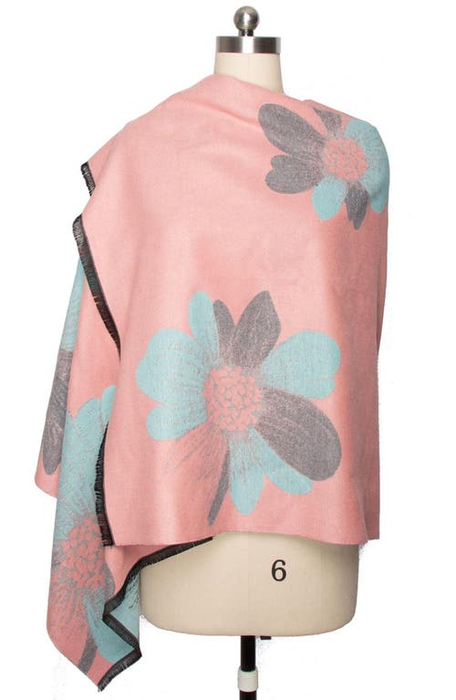 Saachi Floral Reversible Scarf In Grey/pink/blue