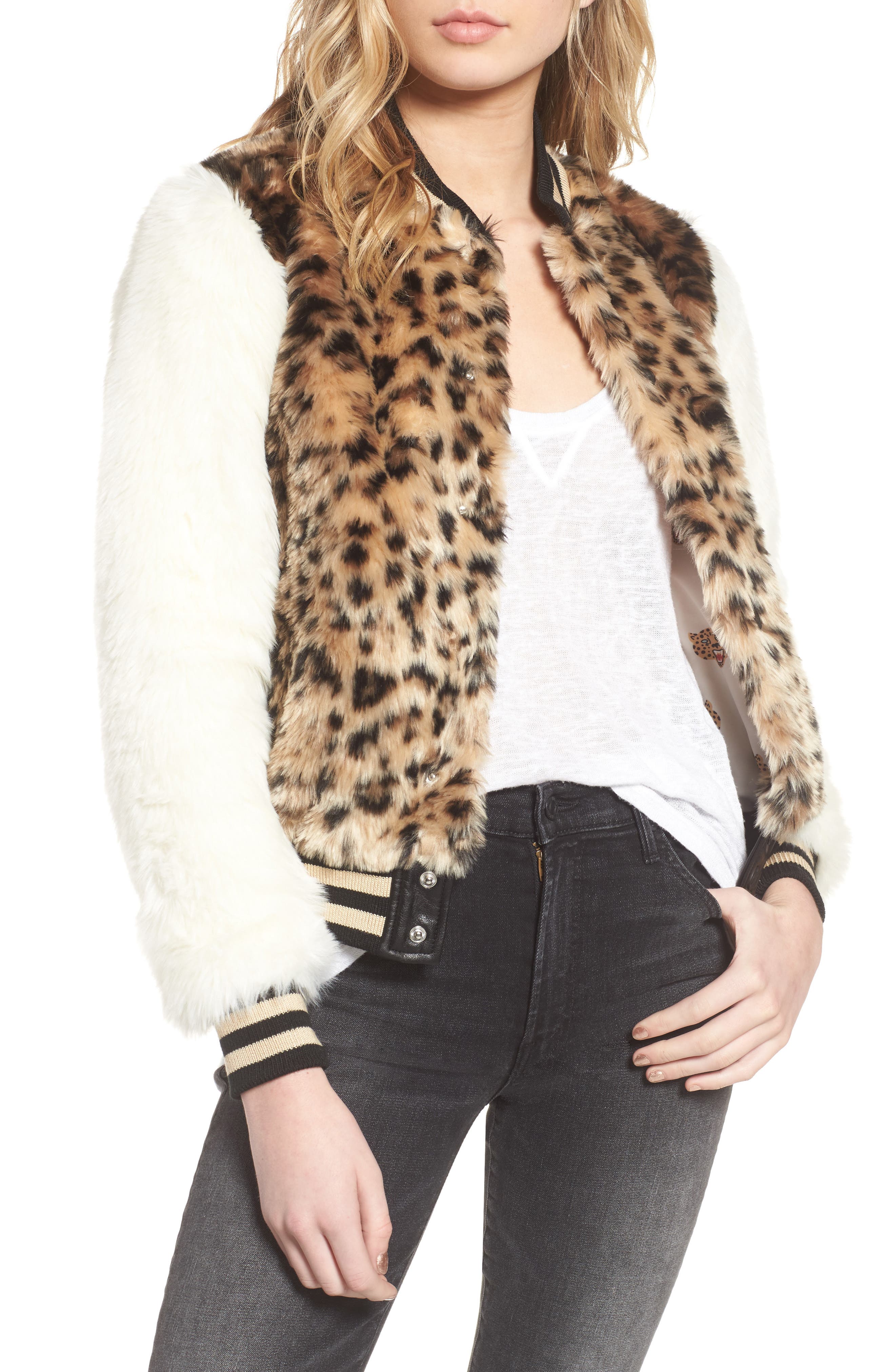 mother leopard bomber jacket