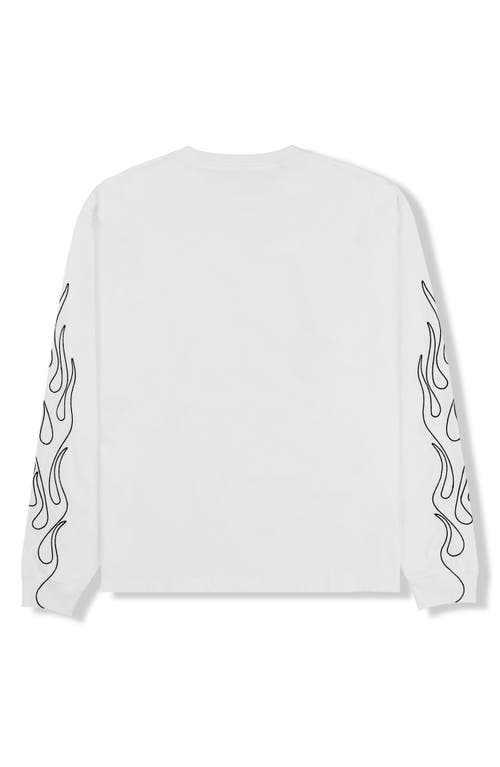 Shop Pleasures Fiery Heavyweight Cotton Logo T-shirt In White