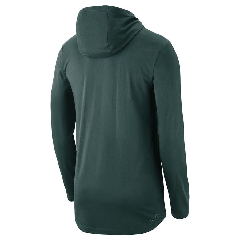 Shop Nike Green Michigan State Spartans Campus Performance Tri-blend Long Sleeve Hoodie T-shirt