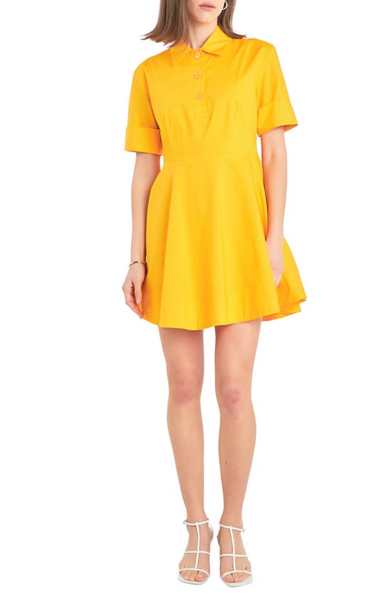 Shop English Factory Short Sleeve Cotton Shirtdress In Orange