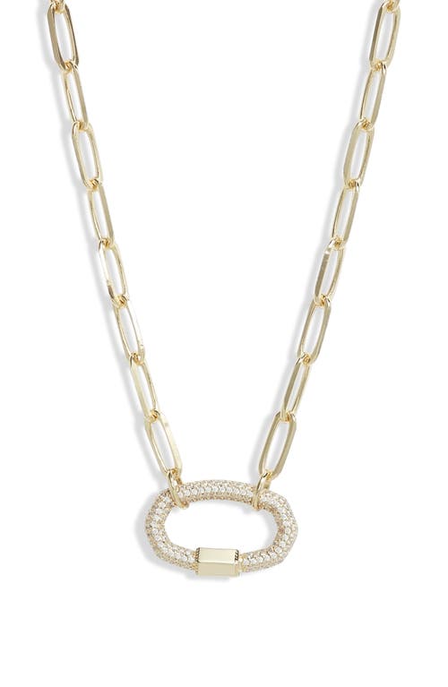 Kendra Scott Emery Pendant Link Necklace in Gold White Crystal 