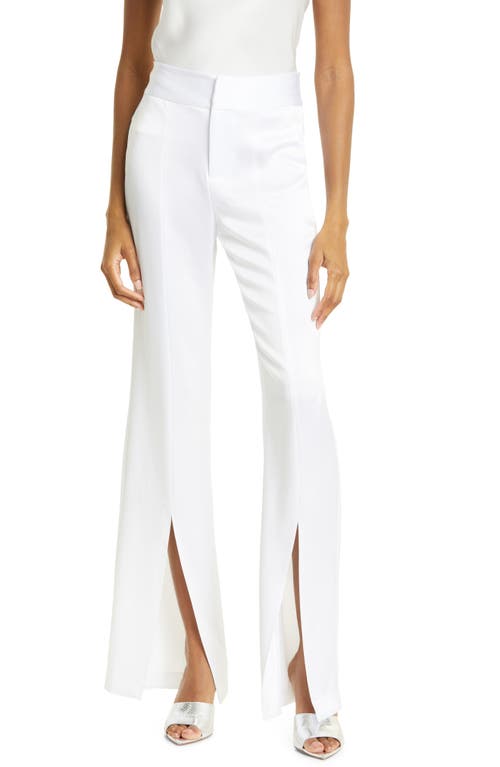 Alice + Olivia Jody Slit Front Satin Pants in White