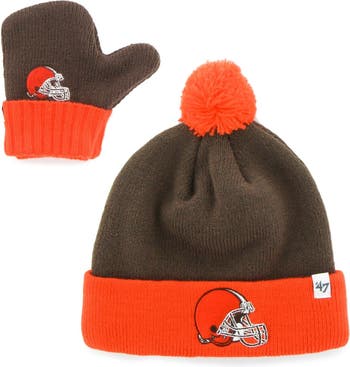 47 Toddler '47 Brown/Orange Cleveland Browns Bam Bam Cuffed Knit Hat with  Pom and Mittens Set