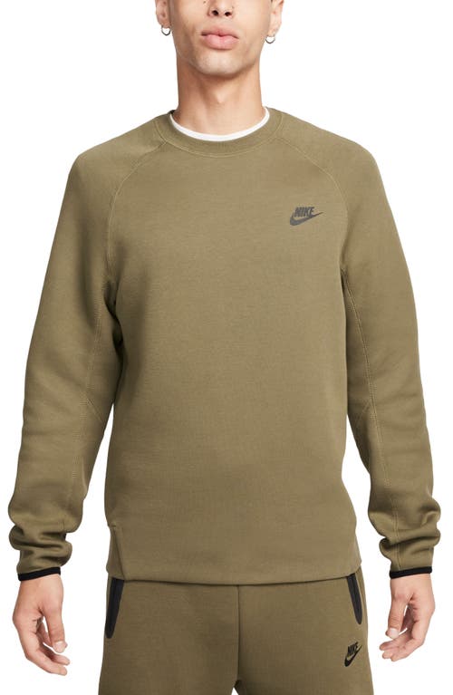 Nike Tech Fleece Crewneck Sweatshirt In Medium Olive/black