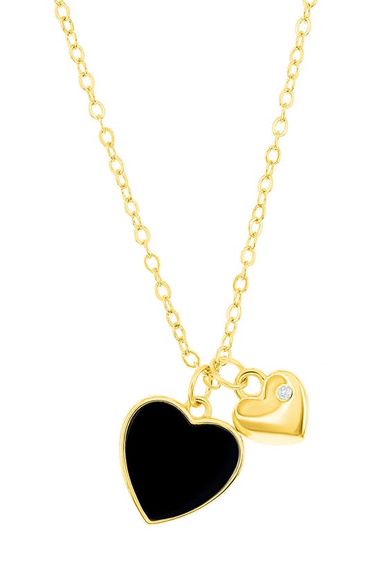 Shop Simona Onyx Heart Charm Necklace In Gold