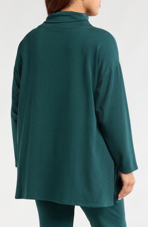 Shop Eileen Fisher Drapey Funnel Neck Terry Tunic In Pine