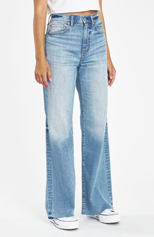 Shop Daze Far Out High Waist Raw Hem Wide Leg Jeans In Fools Gold