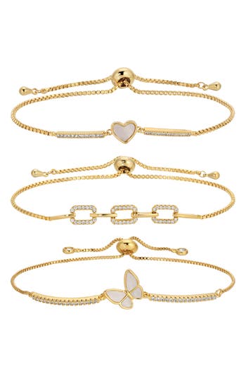 Eye Candy Los Angeles Set Of 3 Chloe Cubic Zirconia Bracelets In Gold