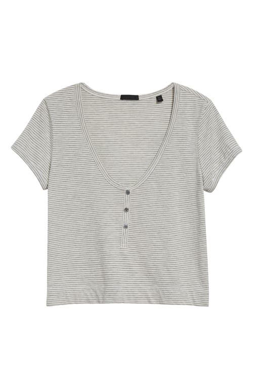 Shop Atm Anthony Thomas Melillo Stripe Cap Sleeve Henley In Grey/white