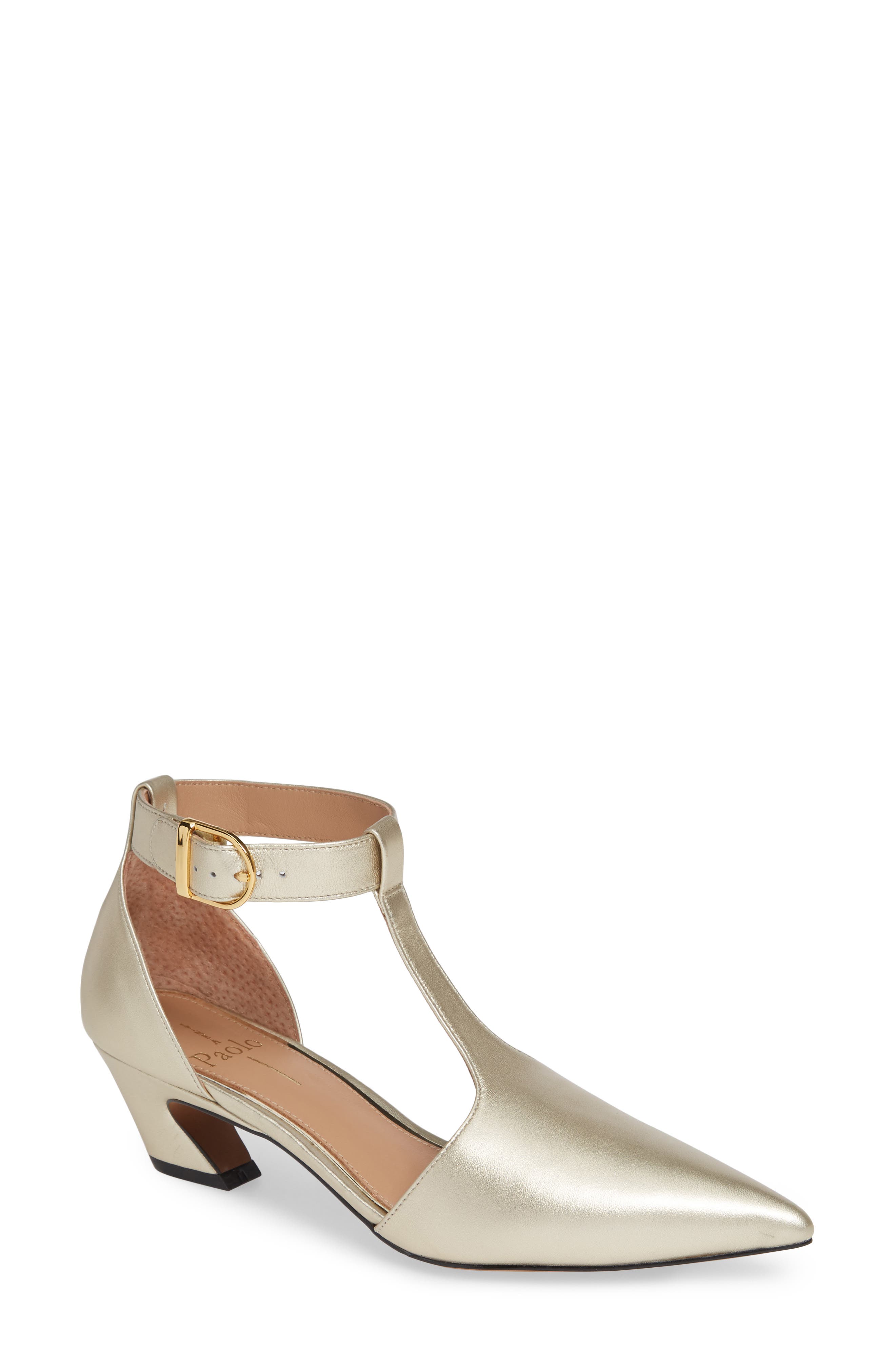 Linea Paolo Greta T-Strap Pump- Metallic