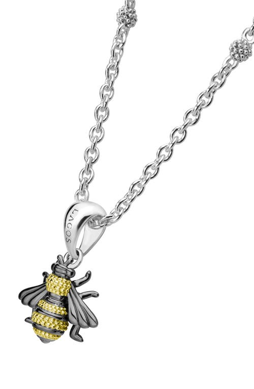 Lagos 18k Yellow Gold & Sterling Silver Rare Wonders Honeybee Pendant Necklace, 18 In Silver/gold