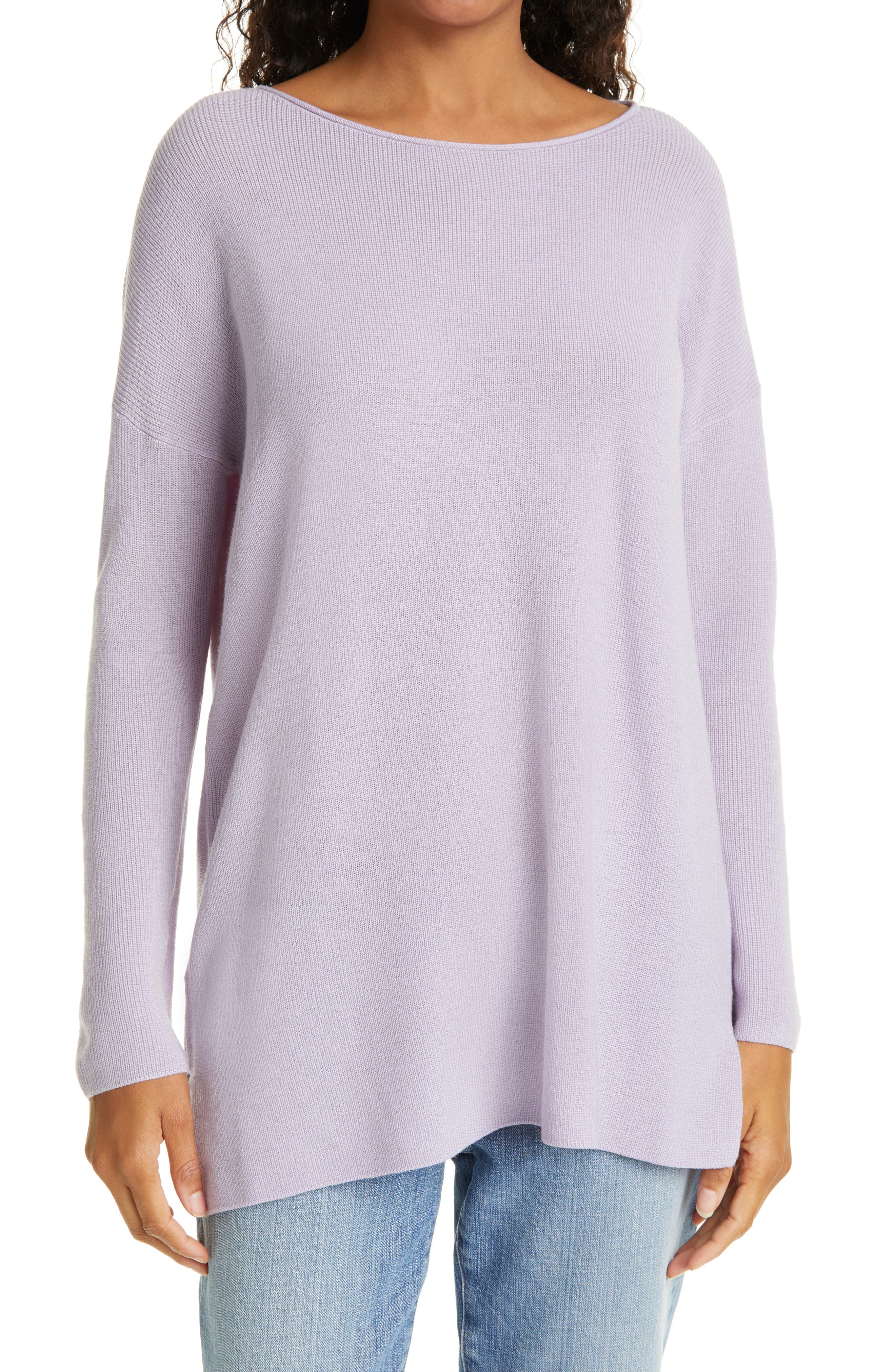 Eileen Fisher Bateau Neck Merino Wool 