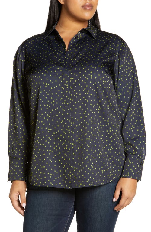 Scottie Painterly Dots Button-Up Blouse in Ink Multi