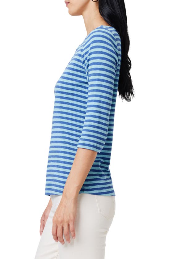 Shop Nzt By Nic+zoe Stripe Boat Neck Cotton T-shirt In Blue Multi