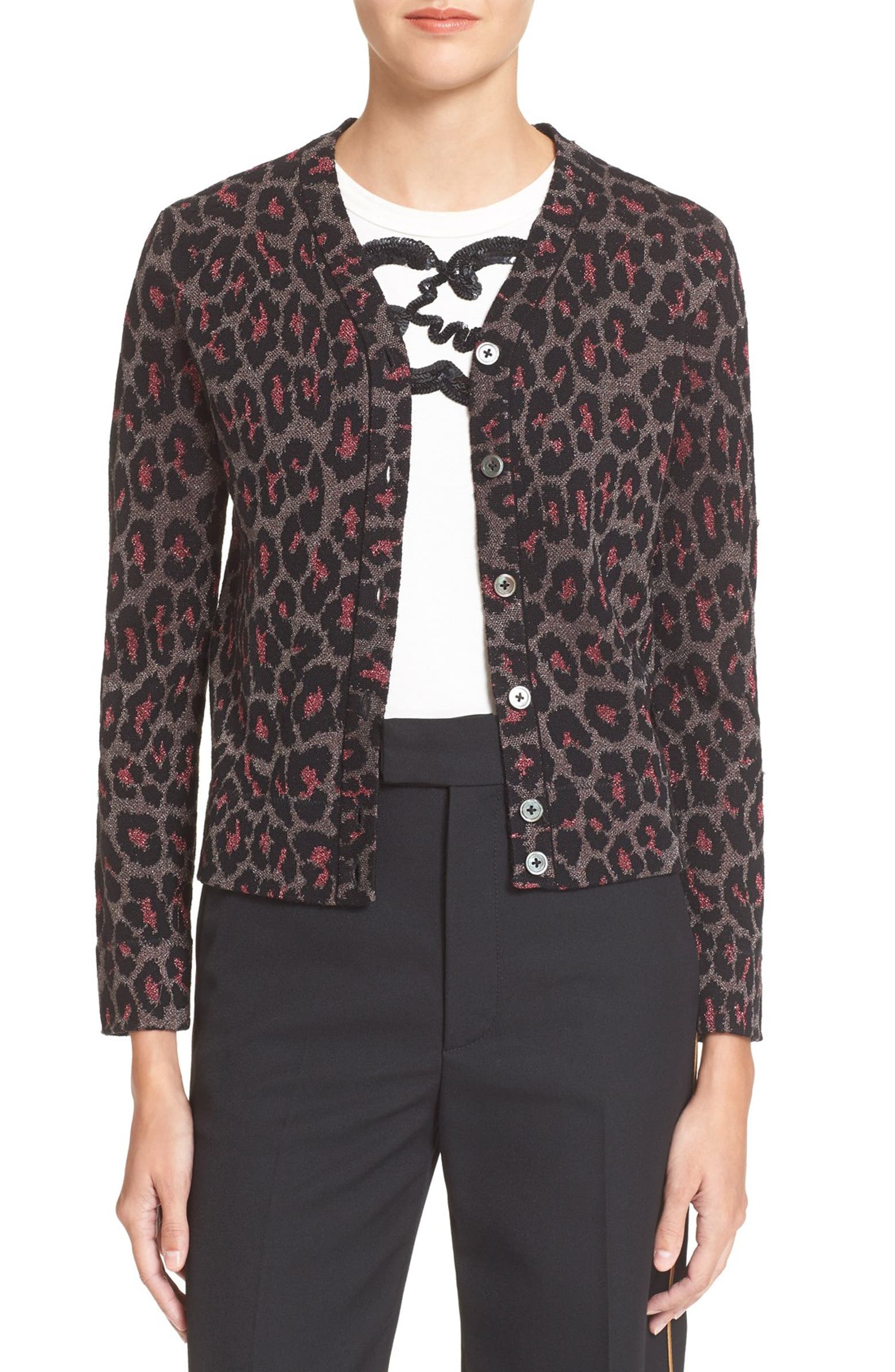 MARC BY MARC JACOBS Leopard Jacquard Cardigan | Nordstrom