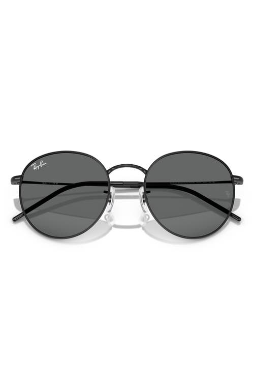 Ray Ban Round Reverse Sunglasses Black Frame Grey Lenses 55-21 In Black
