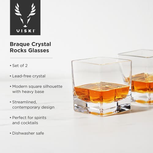 Viski Braque Crystal Rocks Glasses Set Of 2 In Clear