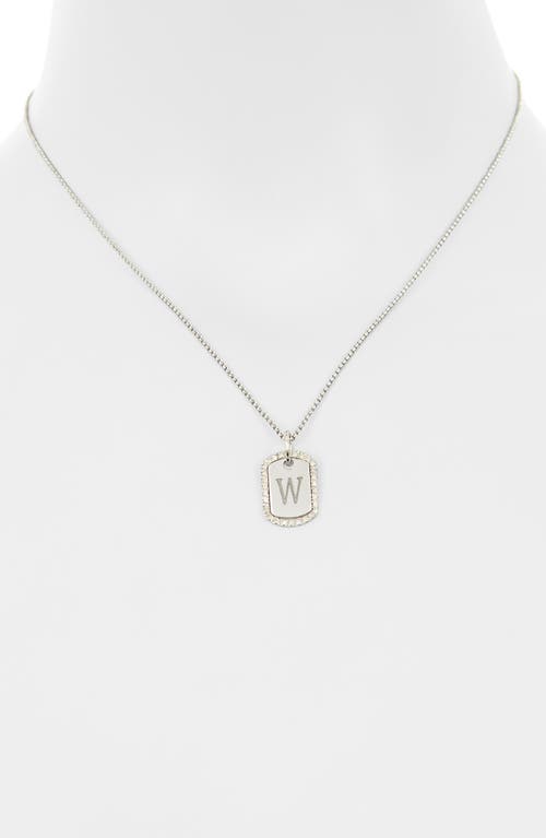 Meshmerise Diamond Initial Dog Tag Pendant Necklace In White-w
