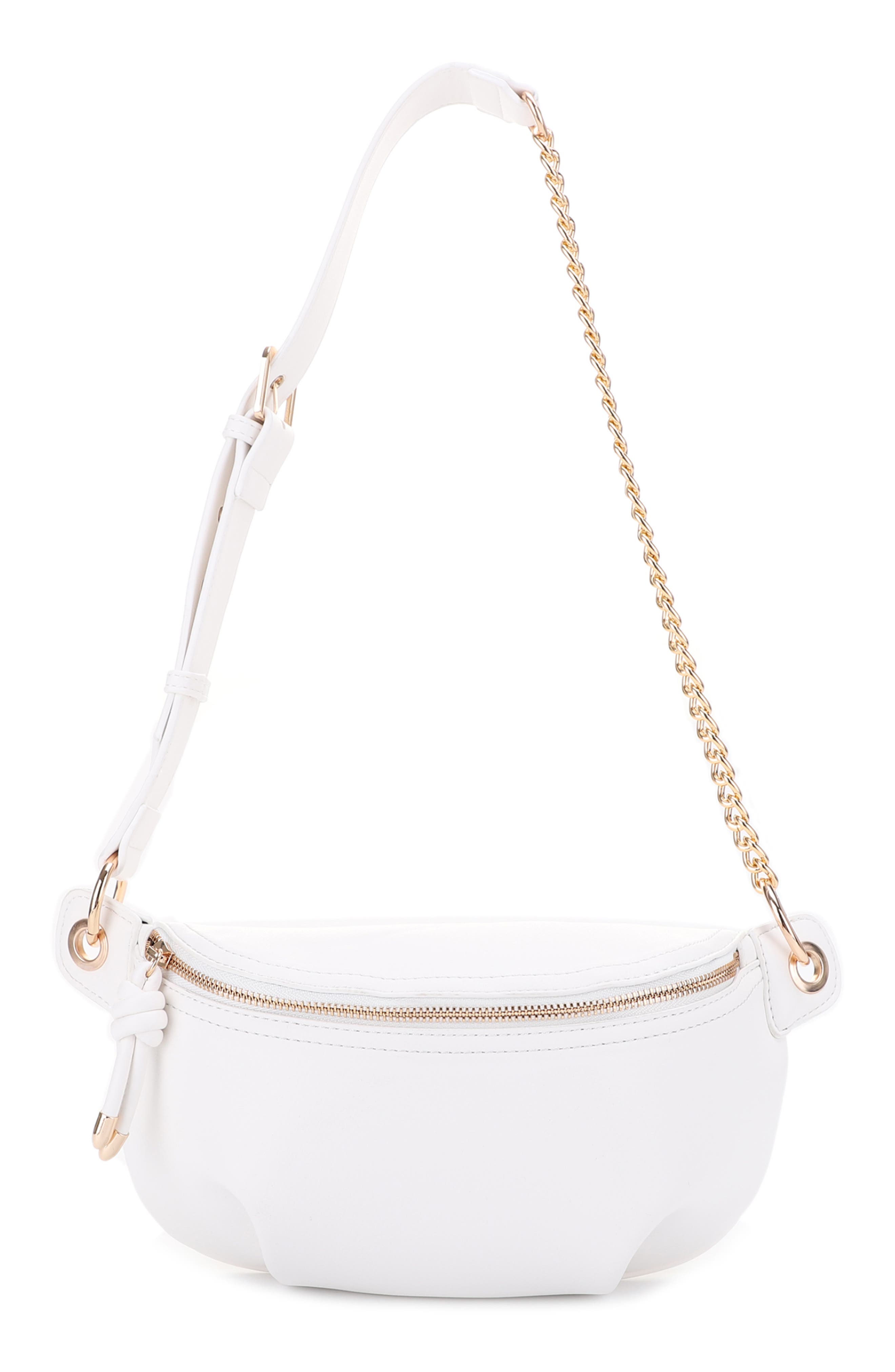 Mali + Lili Evelyn Vegan Leather Belt Bag in White 