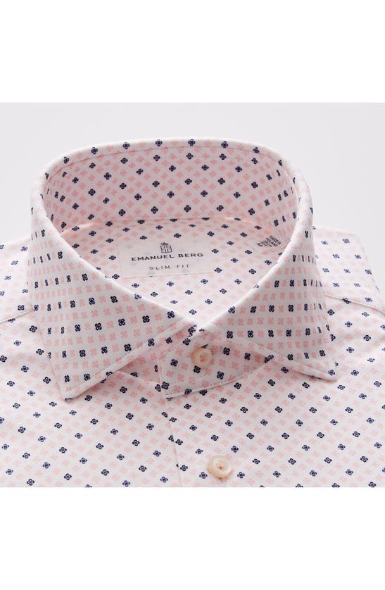 Shop Emanuel Berg 4flex Modern Fit Floral Knit Button-up Shirt In Bright Pink