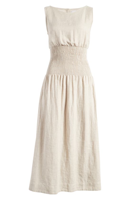 Shop Faithfull The Brand La Canella Linen Midi Dress In Natural