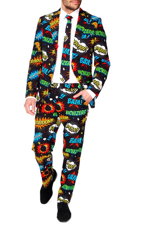 OppoSuits 'Badaboom' Trim Fit Two-Piece Suit with Tie Black at Nordstrom,