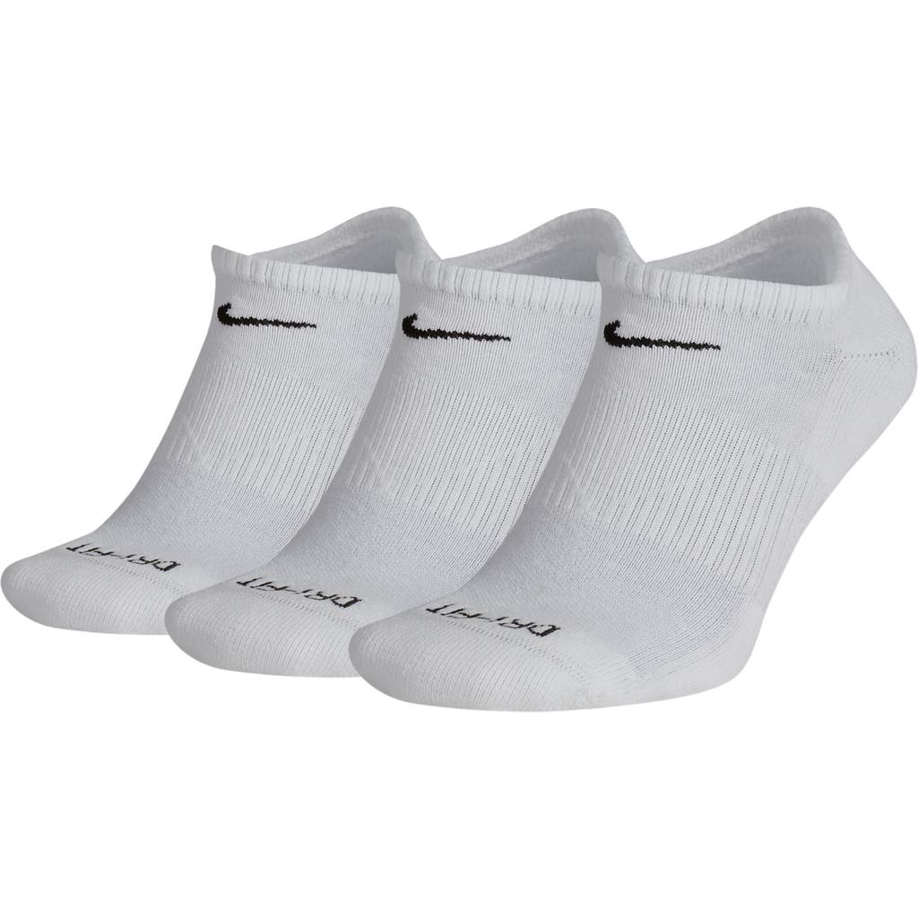 Nike Dry 3-pack Everyday Plus No Show Socks In White/black