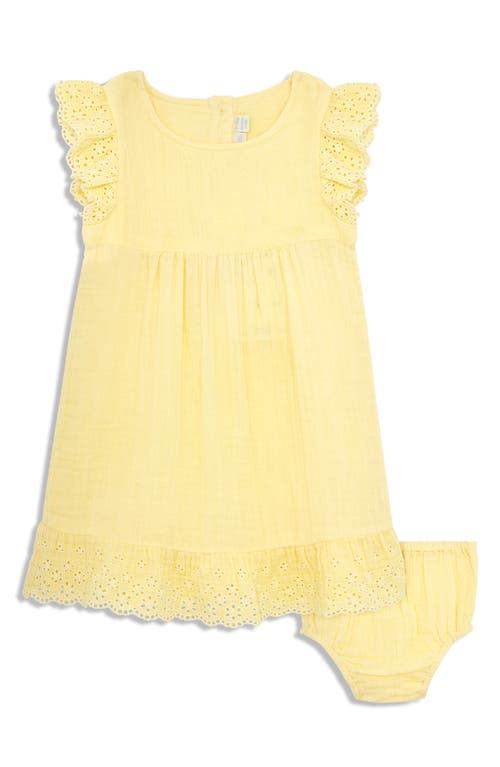 JOJO MAMAN BEBE Eyelet Accent Cotton Gauze Dress & Bloomers Yellow at Nordstrom,