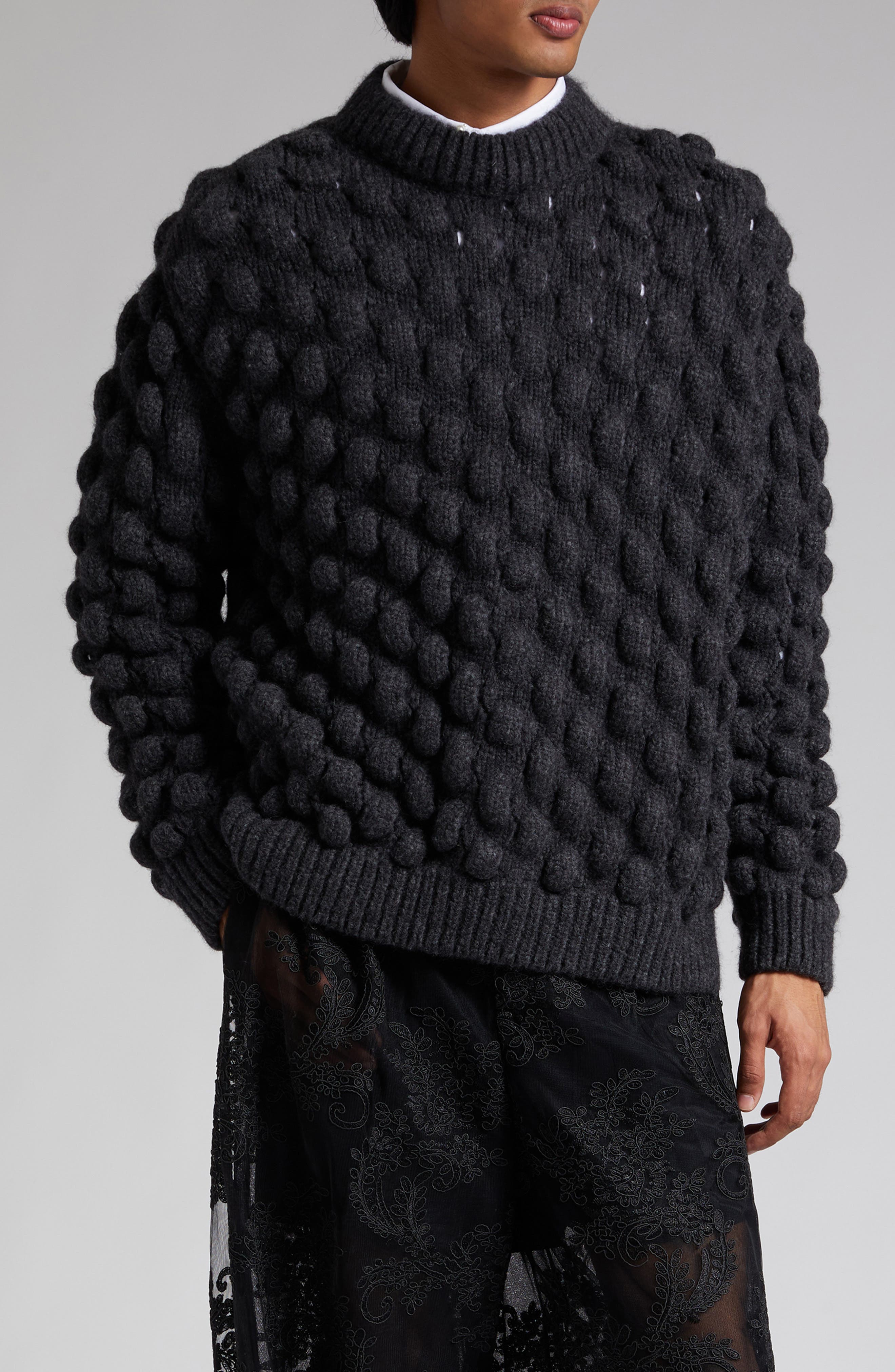 Simone Rocha Oversize Bubble Knit Alpaca Blend Sweater in Charcoal