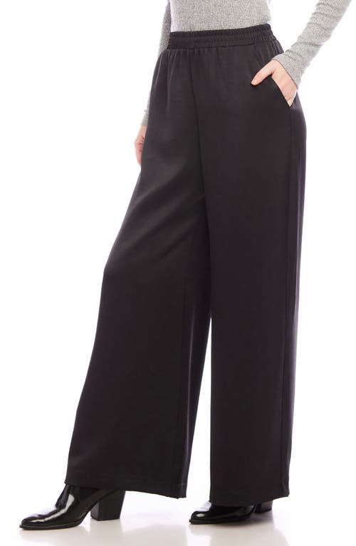 Shop Karen Kane High Waist Pull-on Wide Leg Pants In Black