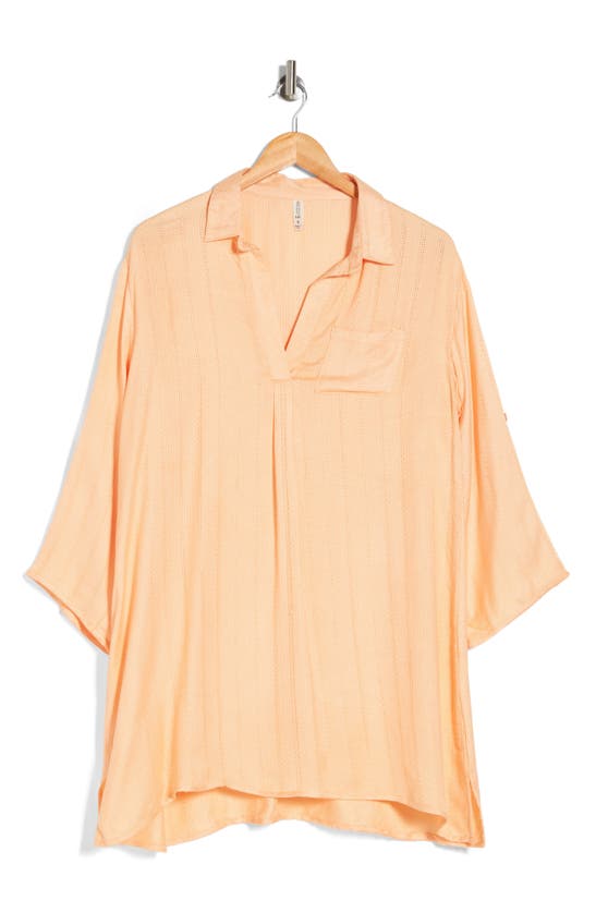 Shop Boho Me Oversize Cover-up Shirt In Peach
