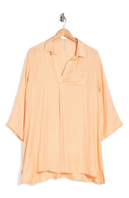 Boho Me Oversize Cover-up Shirt In Peach