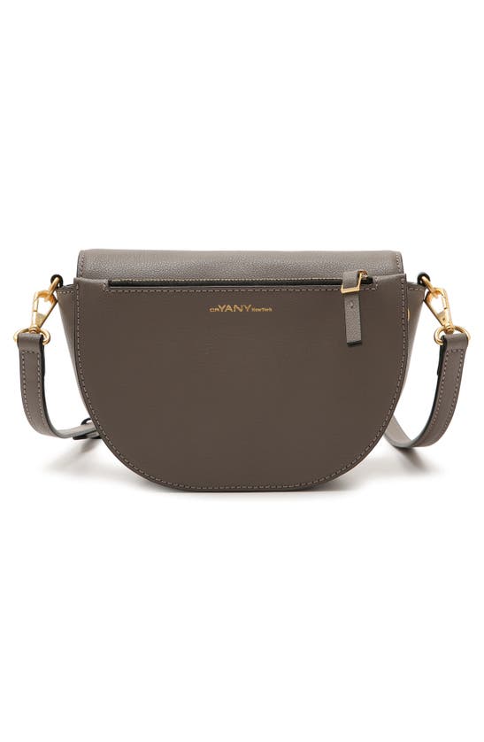 Shop Oryany Lottie Leather Saddle Crossbody Bag In Grey