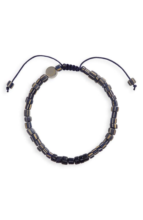 Caputo & Co. Men's Colorblock Recycled Glass Bead Slider Bracelet in Navy