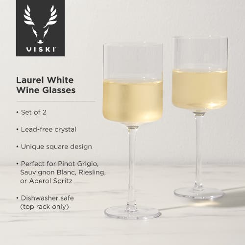Viski Laurel Crystal White Wine Glasses Set Of 2 In Clear