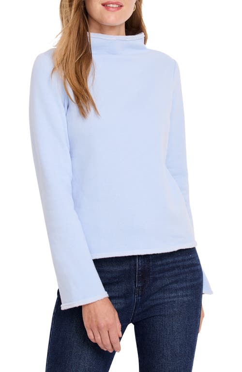 Shop Nzt By Nic+zoe Lounge Around Funnel Neck Fleece Sweatshirt In Powder Blue