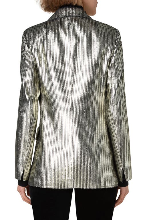 Akris Punto Gold Laminated Corduroy Blazer Jacket In Black-gold