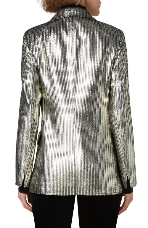 Shop Akris Punto Metallic Laminated Corduroy Blazer In Black-gold