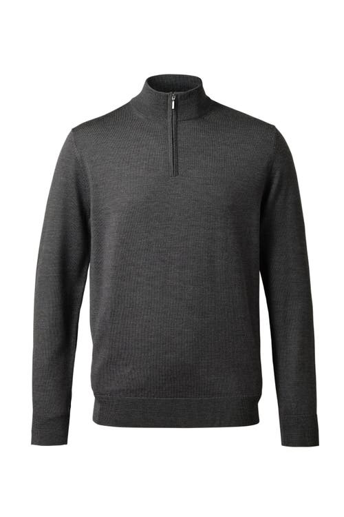 Charles Tyrwhitt Pure Merino Zip Neck Sweater In Grey