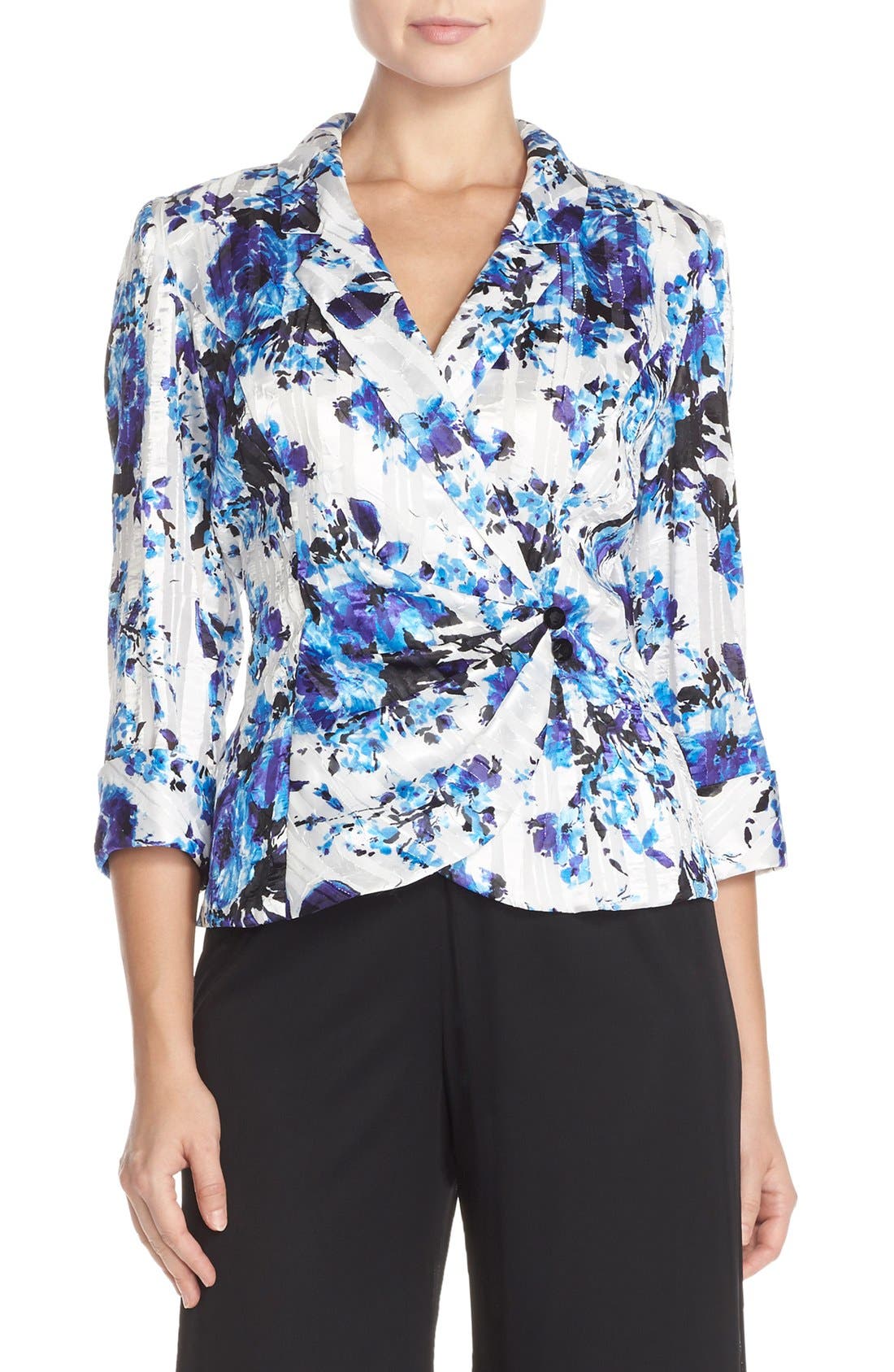Alex Evenings Floral Print Chiffon Wrap Blouse (Petite) Nordstrom