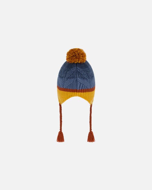 Shop Deux Par Deux Baby Boy's Peruvian Knit Hat Gradient Navy And Yellow In Gradient Stripes