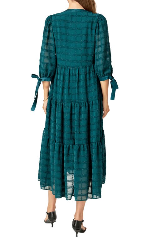 English Factory Textured Chiffon Dress In Emerald