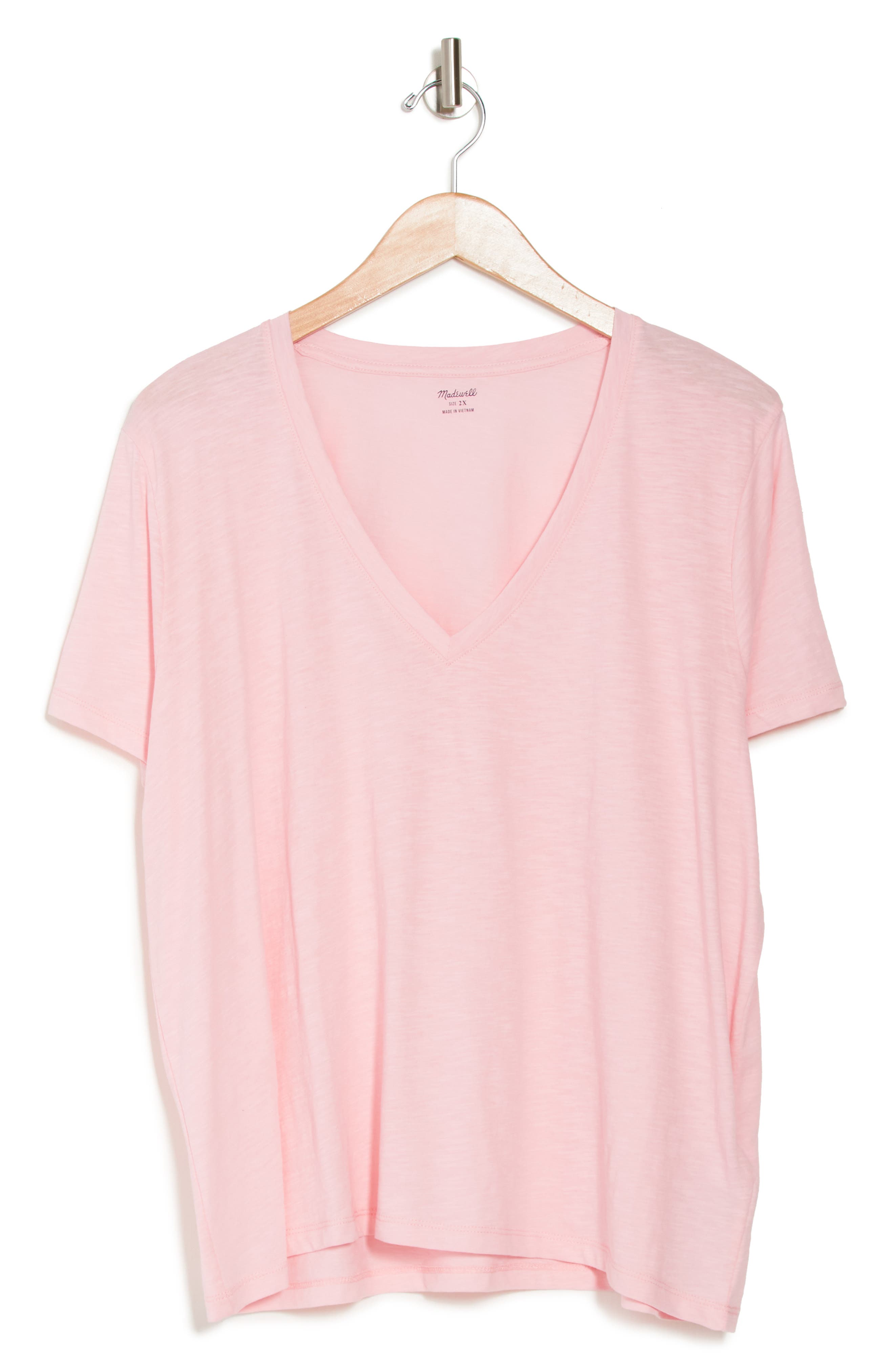 Madewell Whisper V-neck T-shirt In Candy Pink