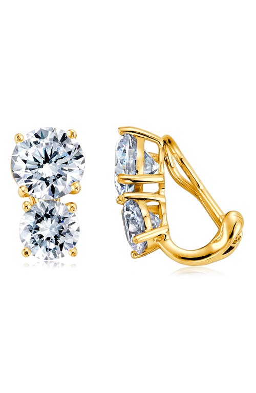 Crislu Cubic Zirconia Clip-on Earrings In Crystal/gold