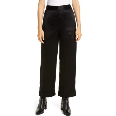 Alexander Wang Satin Pajama Crop Pants, Black